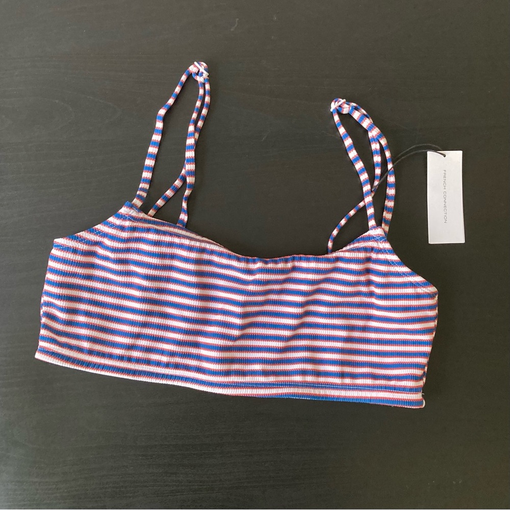 French Connection Stripe Bikini Top
